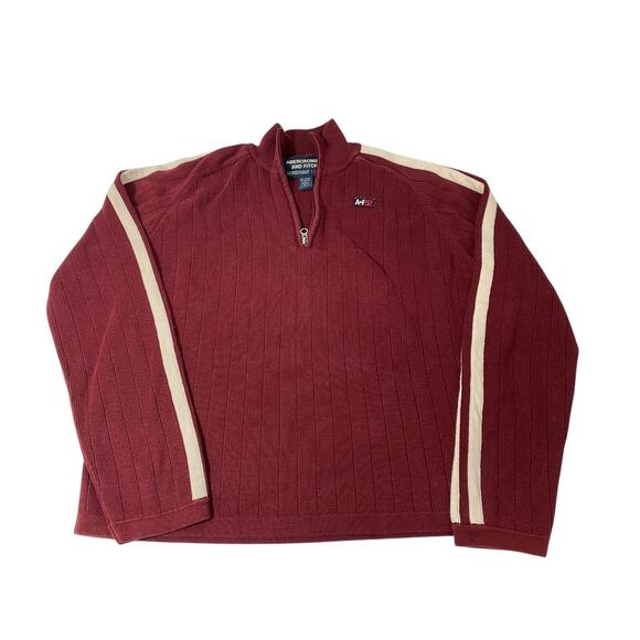 Vintage Abercrombie & Fitch Men’s X-Large Quarter 1/4 Zip Pullover Sweater Red - Picture 1 of 4